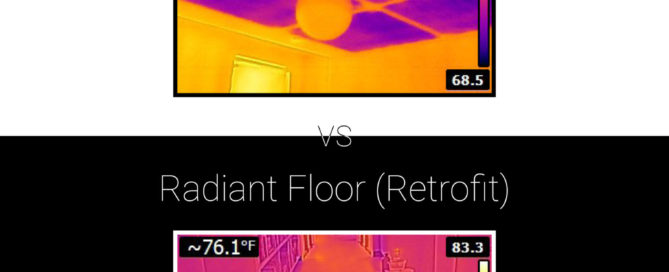 Retrofit Radiant Ceiling vs Retrofit Radiant Floor graphic.