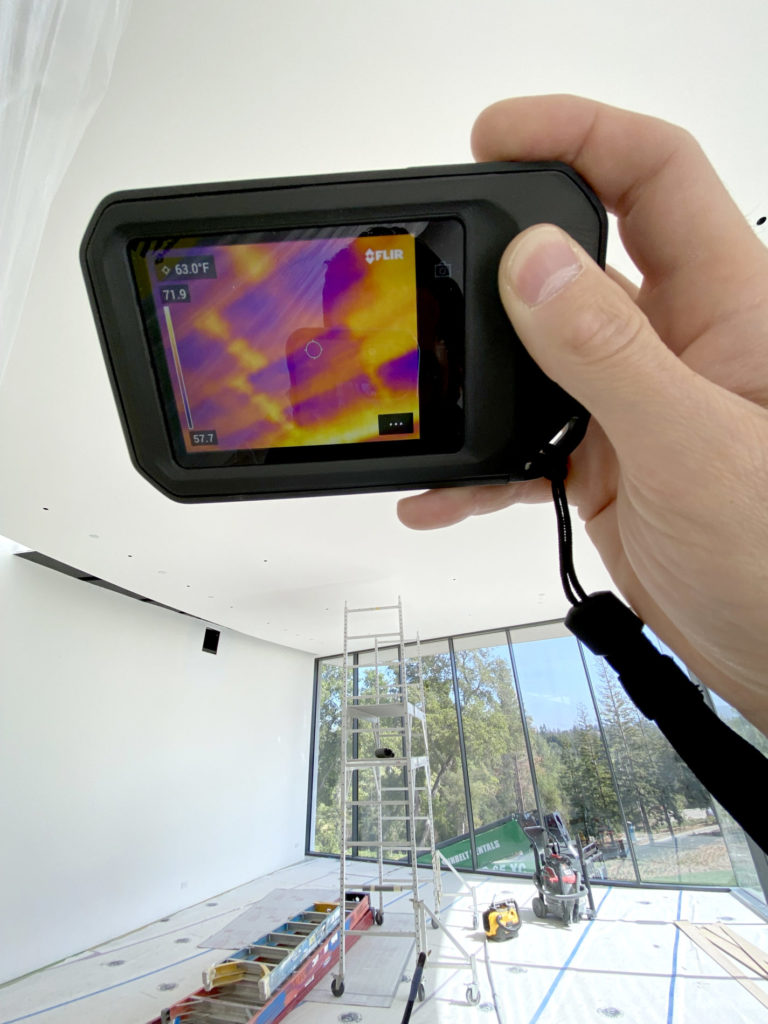 Thermal image of our Ray Magic® radiant ceiling panels in cooling in an Atherton home!