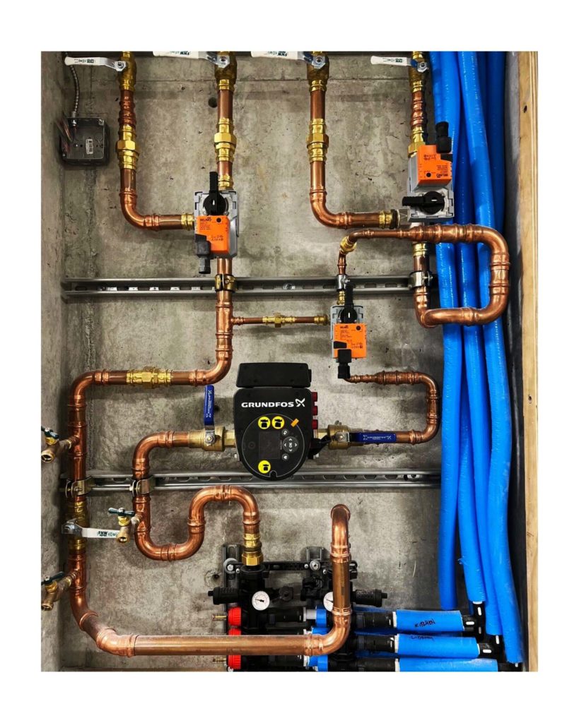 Carmel mechanical room for a hydronic system.