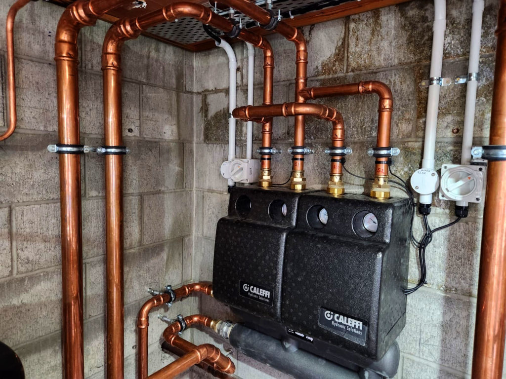 New Zealand mechanical room for a large hydronic system.