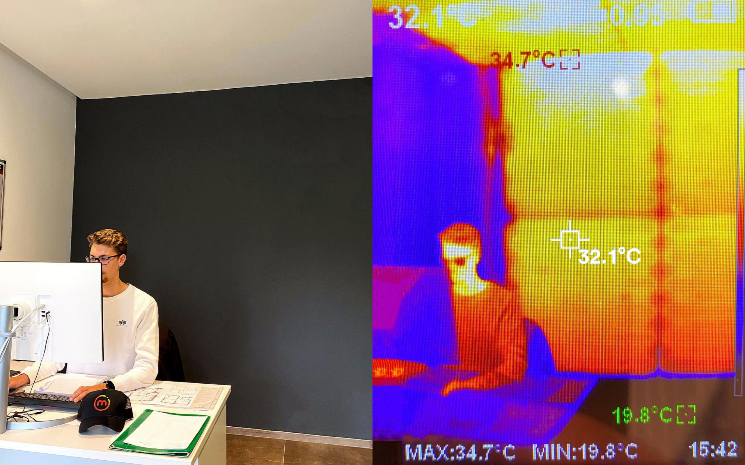 Thermal image in the Messana Italia office providing radiant heating.
