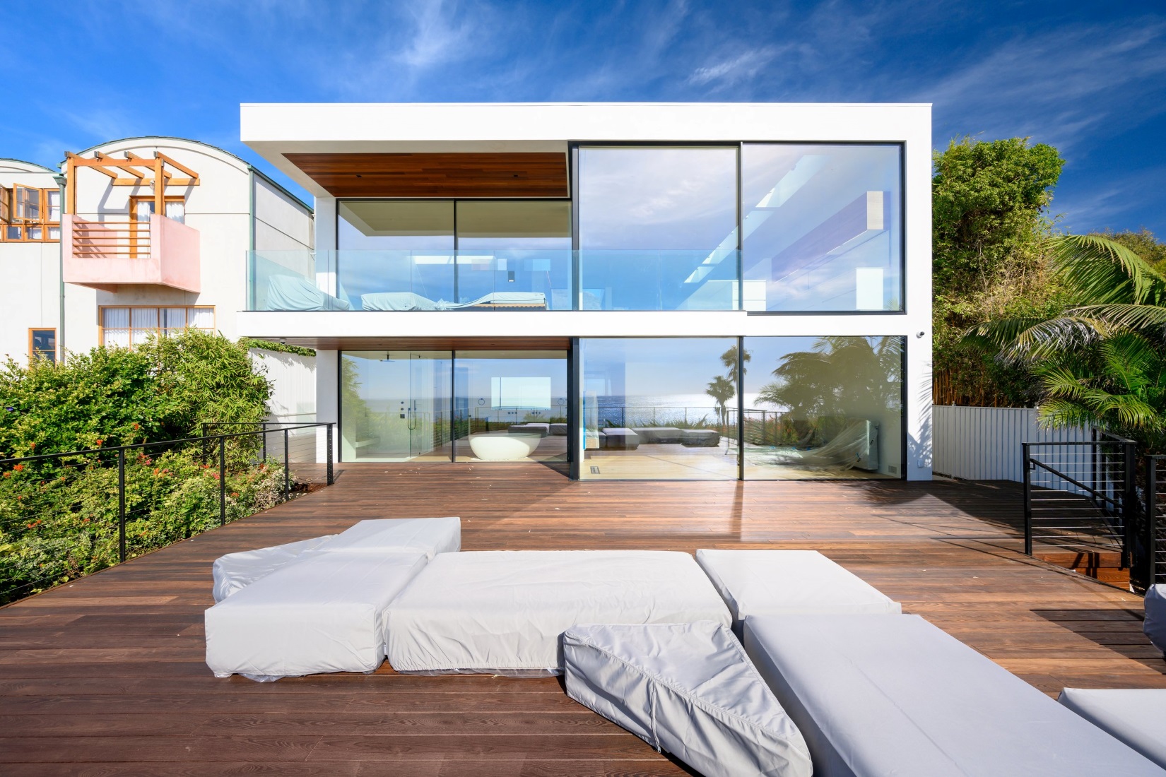 Backyard at one of our Malibu radiant cooling and heating projects.